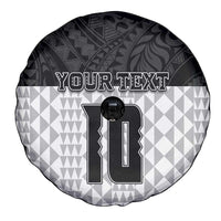 Custom Hawaii Volleyball-Kakau Motif Grayscale Color Spare Tire Cover