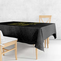 Philippines Barong Style Tablecloth with Polynesian Art and Leaf Motif Black-Gold Color