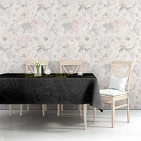 Philippines Barong Style Tablecloth with Polynesian Art and Leaf Motif Black-Gold Color