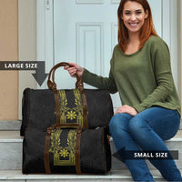 Philippines Barong Style Travel Bag with Polynesian Art and Leaf Motif Black-Gold Color LT03 - Polynesian Pride