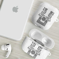 Philippines Barong Style AirPods Case with Polynesian Art and Leaf Motif Black-White Color LT03 - Polynesian Pride