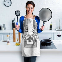 Philippines Barong Style Apron with Polynesian Art and Leaf Motif Black-White Color LT03 - Polynesian Pride