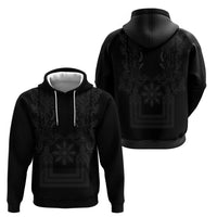 Philippines Barong Style Hoodie with Polynesian Art and Leaf Motif Black Color LT03 - Polynesian Pride