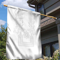 Philippines Barong Style Garden Flag with Polynesian Art and Leaf Motif White Color LT03 - Polynesian Pride
