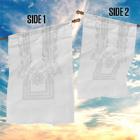 Philippines Barong Style Garden Flag with Polynesian Art and Leaf Motif White Color LT03 - Polynesian Pride