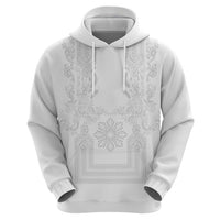 Philippines Barong Style Hoodie with Polynesian Art and Leaf Motif White Color LT03 - Polynesian Pride