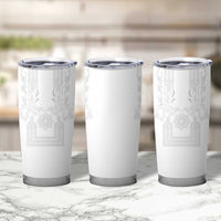 Philippines Barong Style Tumbler Cup with Polynesian Art and Leaf Motif White Color LT03 - Polynesian Pride