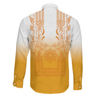 Philippines Barong Style Family Matching Off The Shoulder Long Sleeve Dress and Hawaiian Shirt with Polynesian Art and Leaf Motif Yellow Color LT03 - Polynesian Pride