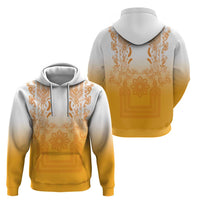 Philippines Barong Style Hoodie with Polynesian Art and Leaf Motif Yellow Color LT03 - Polynesian Pride