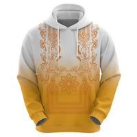 Philippines Barong Style Hoodie with Polynesian Art and Leaf Motif Yellow Color LT03 - Polynesian Pride