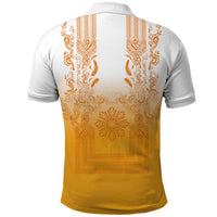 Philippines Barong Style Polo Shirt with Polynesian Art and Leaf Motif Yellow Color LT03 - Polynesian Pride
