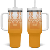 Philippines Barong Style Tumbler With Handle with Polynesian Art and Leaf Motif Yellow Color LT03 One Size: 40 oz Yellow - Polynesian Pride
