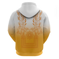 Philippines Barong Style Zip Hoodie with Polynesian Art and Leaf Motif Yellow Color LT03 - Polynesian Pride