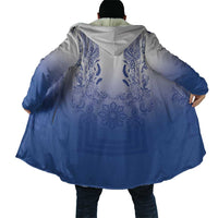 Philippines Barong Style Cloak with Polynesian Art and Leaf Motif Blue Color LT03 - Polynesian Pride