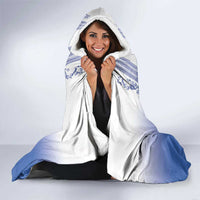 Philippines Barong Style Hooded Blanket with Polynesian Art and Leaf Motif Blue Color