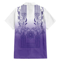 Philippines Barong Style Hawaiian Shirt with Polynesian Art and Leaf Motif Purple Color LT03 - Polynesian Pride