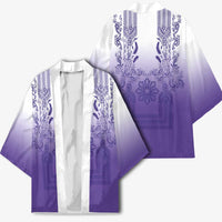 Philippines Barong Style Kimono with Polynesian Art and Leaf Motif Purple Color LT03 - Polynesian Pride