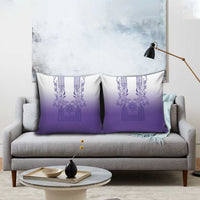 Philippines Barong Style Pillow Cover with Polynesian Art and Leaf Motif Purple Color