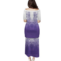 Philippines Barong Style Puletasi with Polynesian Art and Leaf Motif Purple Color LT03 - Polynesian Pride