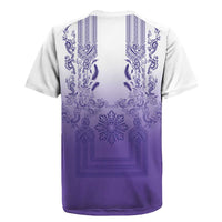 Philippines Barong Style Rugby Jersey with Polynesian Art and Leaf Motif Purple Color LT03 - Polynesian Pride