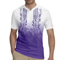 Philippines Barong Style Rugby Jersey with Polynesian Art and Leaf Motif Purple Color LT03 - Polynesian Pride