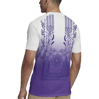 Philippines Barong Style Rugby Jersey with Polynesian Art and Leaf Motif Purple Color LT03 - Polynesian Pride