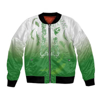 Philippines National Costume Style Bomber Jacket Barong Tagalog and Eagle Feather Green Color LT03 Unisex Green - Polynesian Pride