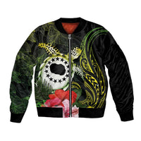 Kia Orana Cook Islands Bomber Jacket Turtle and Hibiscus Polynesian Pattern