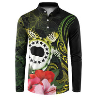 Kia Orana Cook Islands Button Sweatshirt Turtle and Hibiscus Polynesian Pattern