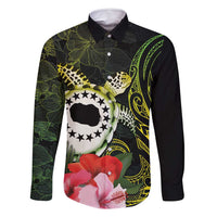 Kia Orana Cook Islands Family Matching Mermaid Dress and Hawaiian Shirt Turtle and Hibiscus Polynesian Pattern LT03 Dad's Shirt - Long Sleeve Yellow - Polynesian Pride