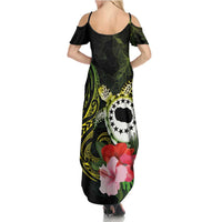 Kia Orana Cook Islands Family Matching Summer Maxi Dress and Hawaiian Shirt Turtle and Hibiscus Polynesian Pattern