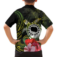 Kia Orana Cook Islands Kid Hawaiian Shirt Turtle and Hibiscus Polynesian Pattern