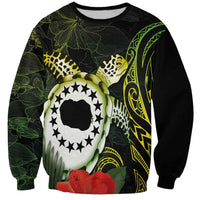 Kia Orana Cook Islands Sweatshirt Turtle and Hibiscus Polynesian Pattern