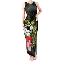 Kia Orana Cook Islands Tank Maxi Dress Turtle and Hibiscus Polynesian Pattern