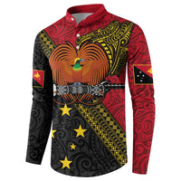 Papua New Guinea Goroka Show Button Sweatshirt Bird-of-paradise and Melanesian Tattoo Pattern LT03 - Polynesian Pride