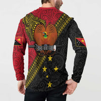 Papua New Guinea Goroka Show Button Sweatshirt Bird-of-paradise and Melanesian Tattoo Pattern LT03 - Polynesian Pride