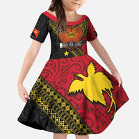 Papua New Guinea Goroka Show Family Matching Mermaid Dress and Hawaiian Shirt Bird-of-paradise and Melanesian Tattoo Pattern LT03 Daughter's Dress Red - Polynesian Pride