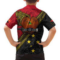 Papua New Guinea Goroka Show Family Matching Short Sleeve Bodycon Dress and Hawaiian Shirt Bird-of-paradise and Melanesian Tattoo Pattern LT03 - Polynesian Pride