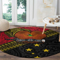 Papua New Guinea Goroka Show Round Carpet Bird-of-paradise and Melanesian Tattoo Pattern LT03 - Polynesian Pride