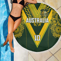 Australia Rugby Custom Beach Blanket Aboriginal Art Sporty Style - Polynesian Pride