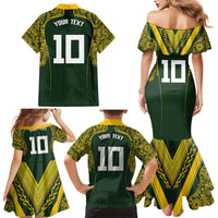 Australia Rugby Custom Family Matching Mermaid Dress and Hawaiian Shirt Aboriginal Art Sporty Style - Polynesian Pride