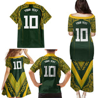 Australia Rugby Custom Family Matching Puletasi and Hawaiian Shirt Aboriginal Art Sporty Style - Polynesian Pride