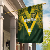 Australia Rugby Custom Garden Flag Aboriginal Art Sporty Style - Polynesian Pride