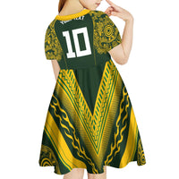 Australia Rugby Custom Kid Short Sleeve Dress Aboriginal Art Sporty Style - Polynesian Pride