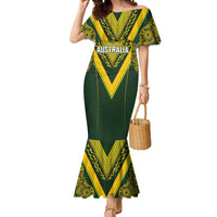 Australia Rugby Custom Mermaid Dress Aboriginal Art Sporty Style - Polynesian Pride