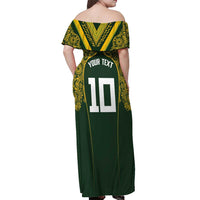 Australia Rugby Custom Off Shoulder Maxi Dress Aboriginal Art Sporty Style - Polynesian Pride