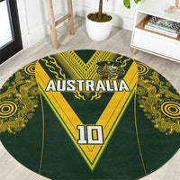 Australia Rugby Custom Round Carpet Aboriginal Art Sporty Style - Polynesian Pride