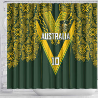 Australia Rugby Custom Shower Curtain Aboriginal Art Sporty Style - Polynesian Pride