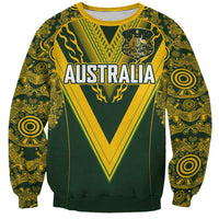 Australia Rugby Custom Sweatshirt Aboriginal Art Sporty Style - Polynesian Pride