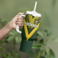 Australia Rugby Custom Tumbler With Handle Aboriginal Art Sporty Style - Polynesian Pride